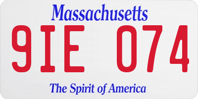 MA license plate 9IE074