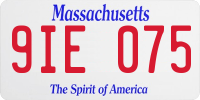 MA license plate 9IE075