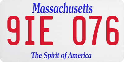 MA license plate 9IE076
