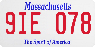 MA license plate 9IE078
