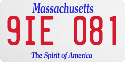 MA license plate 9IE081