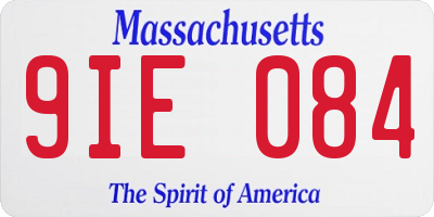 MA license plate 9IE084