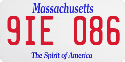 MA license plate 9IE086