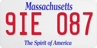 MA license plate 9IE087