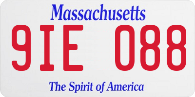 MA license plate 9IE088