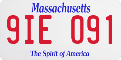 MA license plate 9IE091