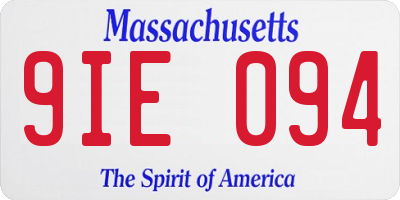 MA license plate 9IE094