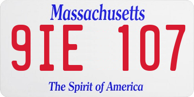 MA license plate 9IE107