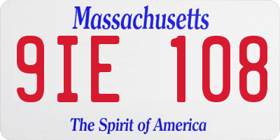 MA license plate 9IE108