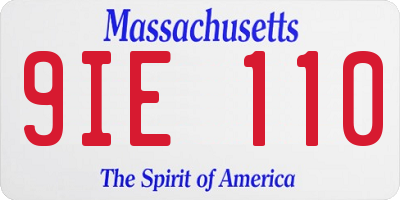 MA license plate 9IE110