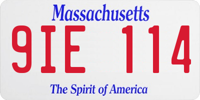 MA license plate 9IE114