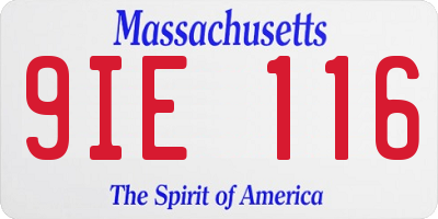 MA license plate 9IE116