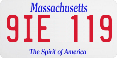 MA license plate 9IE119