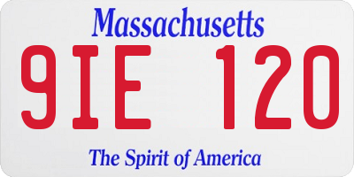 MA license plate 9IE120