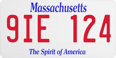 MA license plate 9IE124