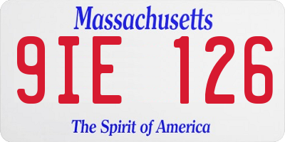 MA license plate 9IE126