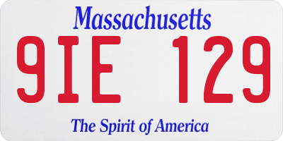 MA license plate 9IE129