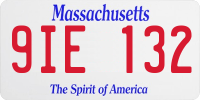 MA license plate 9IE132