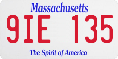 MA license plate 9IE135