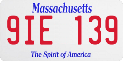 MA license plate 9IE139