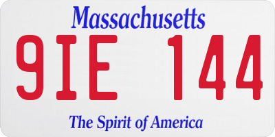 MA license plate 9IE144