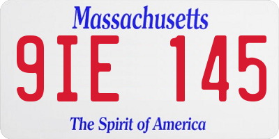MA license plate 9IE145