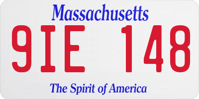 MA license plate 9IE148