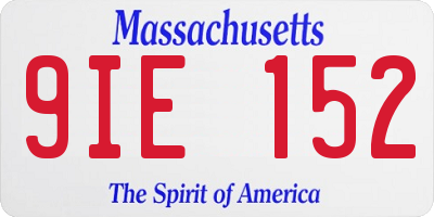 MA license plate 9IE152