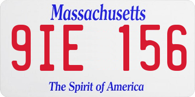 MA license plate 9IE156