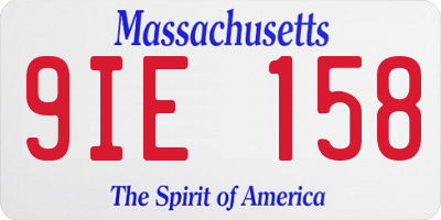 MA license plate 9IE158