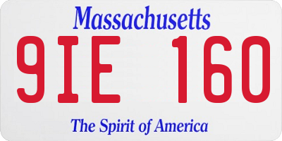 MA license plate 9IE160