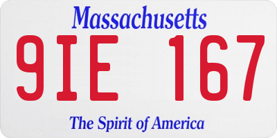 MA license plate 9IE167