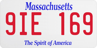 MA license plate 9IE169