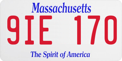 MA license plate 9IE170