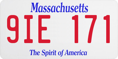 MA license plate 9IE171