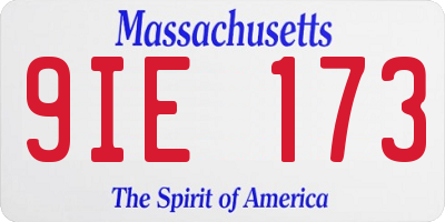 MA license plate 9IE173