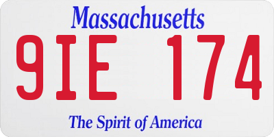 MA license plate 9IE174