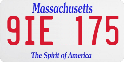 MA license plate 9IE175