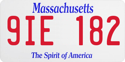 MA license plate 9IE182