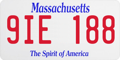MA license plate 9IE188