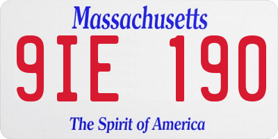 MA license plate 9IE190