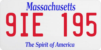 MA license plate 9IE195