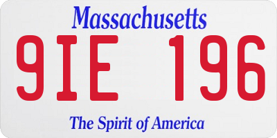 MA license plate 9IE196