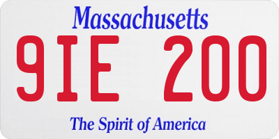 MA license plate 9IE200