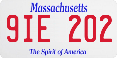 MA license plate 9IE202