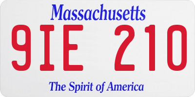 MA license plate 9IE210