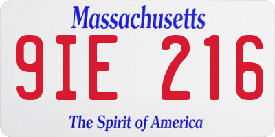 MA license plate 9IE216