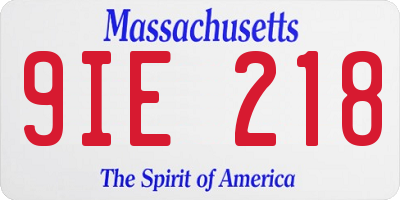 MA license plate 9IE218