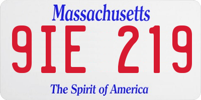 MA license plate 9IE219