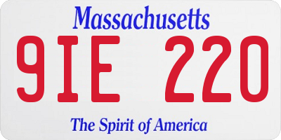 MA license plate 9IE220